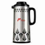72 Pieces Vacuum Flask with Handle, Silver and Black Leaf Pattern, 1.9 Litre, 1 Piece