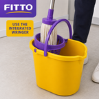 72 Pieces Mop Bucket with Wringer and Carry Handle, Yellow and Purple Compact Cleaning Pail, 42 x 32 x 30 cm