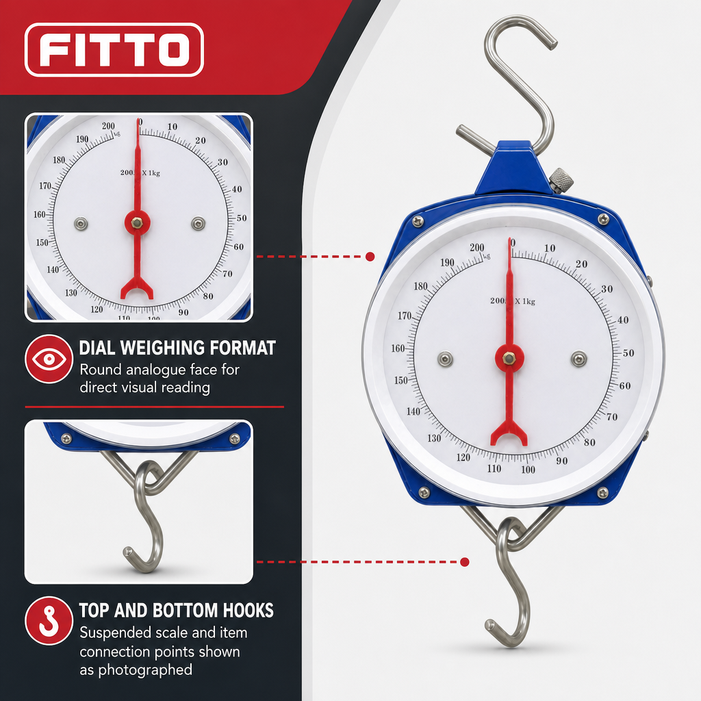 72 Pieces Dial Hanging Scales with Hook, 100 kg Capacity, Blue and White, 1 Unit