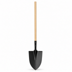 96 Pieces Long-Handle Garden Digging Shovel, 122 cm, Black and Natural Wood, 1 Piece