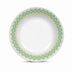144 Pieces Soup Plate, 7 Inch, White with Green and Yellow Pattern, 1 Piece
