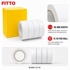 96 Pieces Tissue Adhesive Tapes 36 mm x 15 yd White, Double-Sided, 4 Rolls