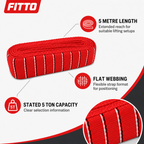 48 Pieces Lift Sling Straps, Flat Polyester Webbing, 5 Ton Capacity, 5 Meter Length, Red, 1 Piece