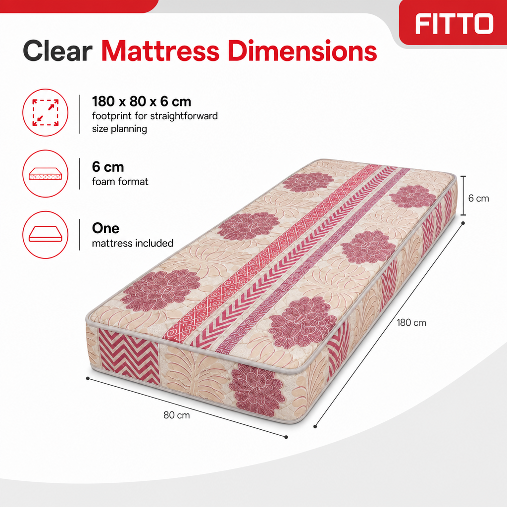 60 Pieces Foam Mattresses, 180 x 80 x 6 cm, Single Mattress for Home Sleeping Spaces