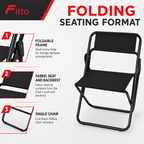 72 Pieces Folding Steel Chair with Black Fabric Seat and Backrest, Single Chair for Home, Office or Events