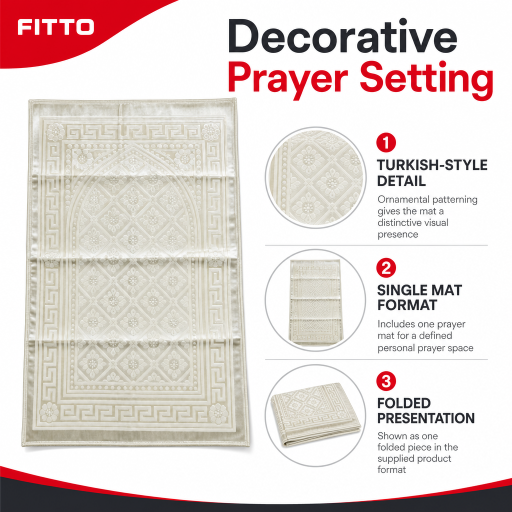 48 Pieces Pearl Velvet Prayer Mats, Turkish Style Decorative Pattern, Single Foldable Mat