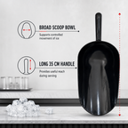 96 Pieces Ice Scoop, Black Painted Aluminium Scoop with Round Edge, Long Handle, 35 cm