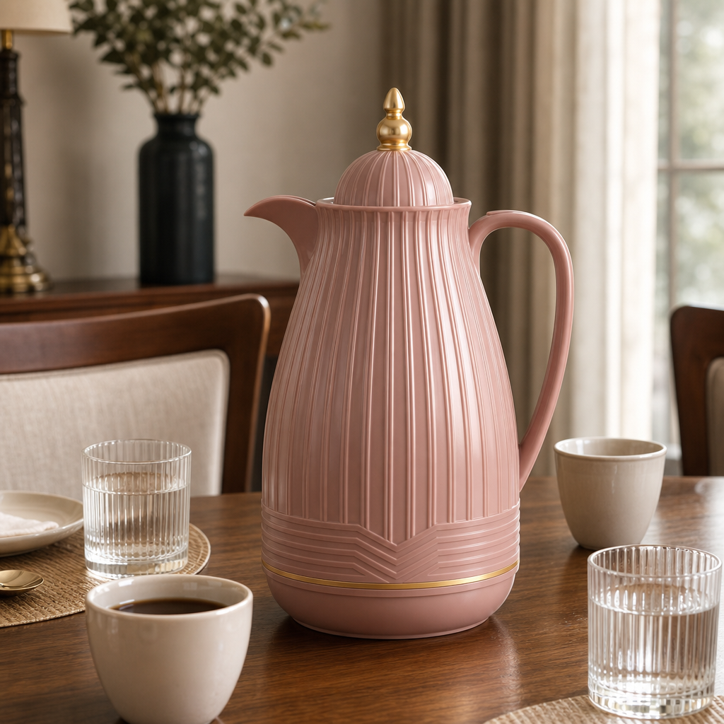 60 Pieces Plastic Vacuum Flask with Glass Refill, 1 Litre, Rose Pink