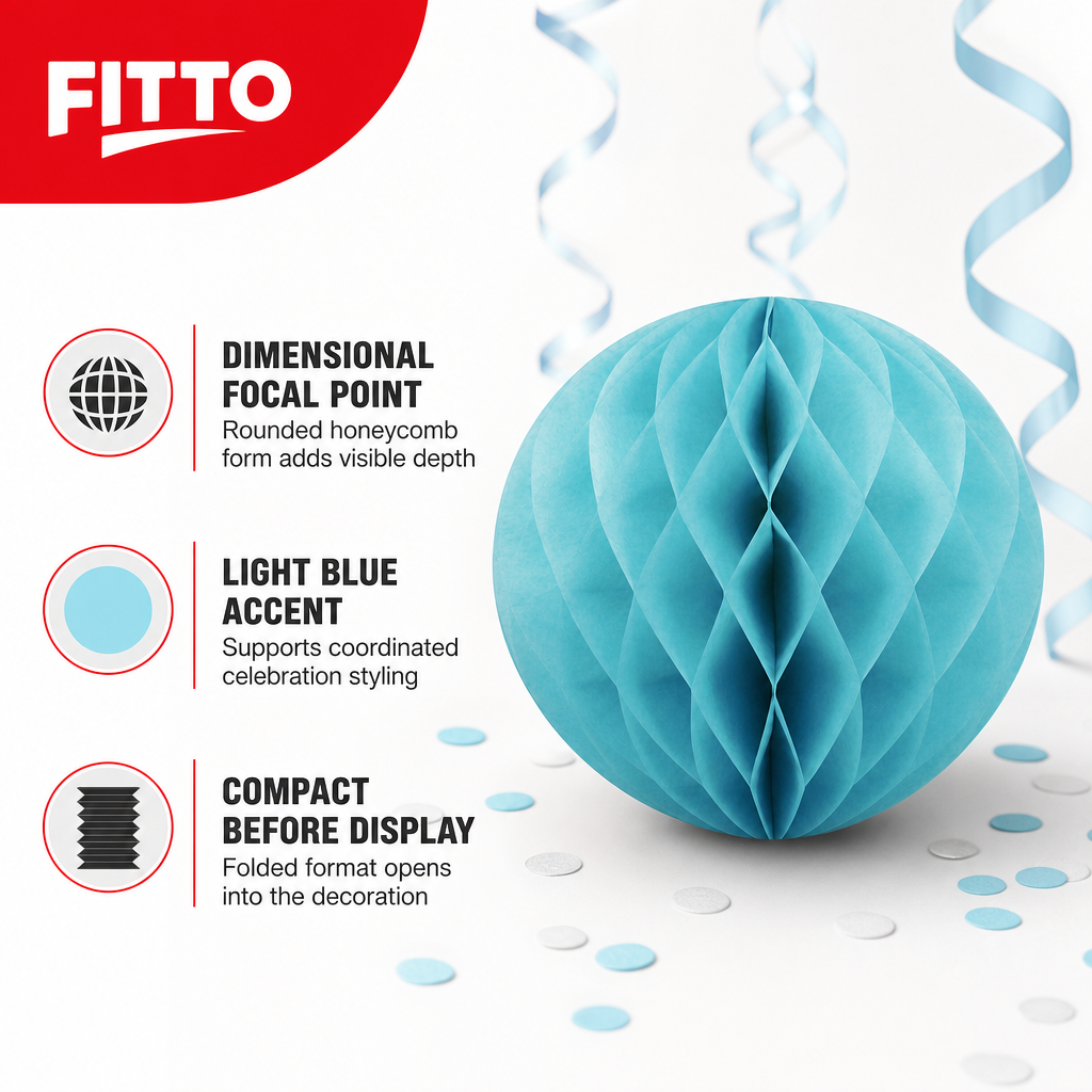 240 Pieces Light Blue Paper Honeycomb Ball Decoration, 30 cm, 1 Piece