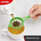 240 Pieces Tea Strainers, Green Plastic Fine Mesh Sieve with Long Handle, 1 Piece, 14 x 12 x 10 cm