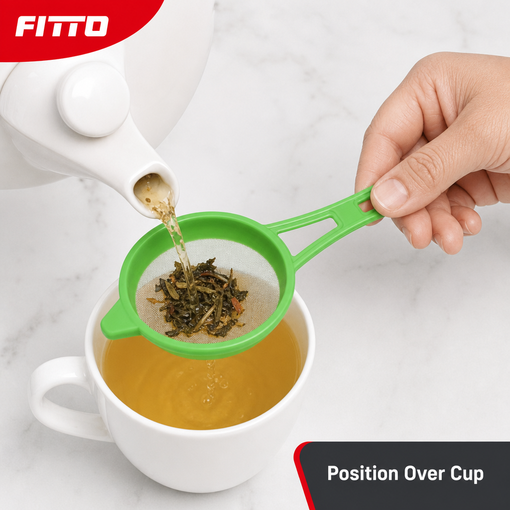 240 Pieces Tea Strainers, Green Plastic Fine Mesh Sieve with Long Handle, 1 Piece, 14 x 12 x 10 cm
