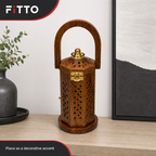 72 Pieces Wooden Decorative Lantern with Handle and Brass-Finish Hardware, Small, 21 cm