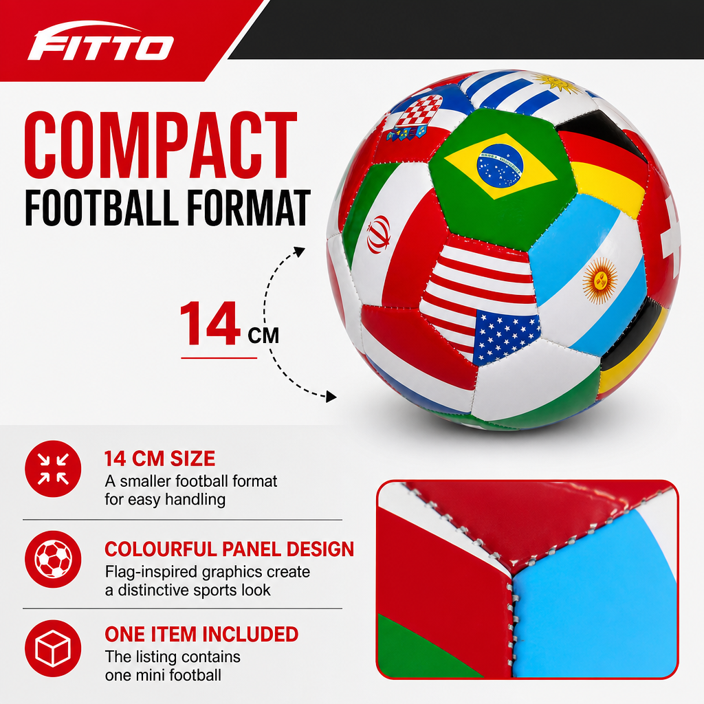 120 Pieces Mini Football With Country Flag Design, Multicolour Panel Style, 14 cm