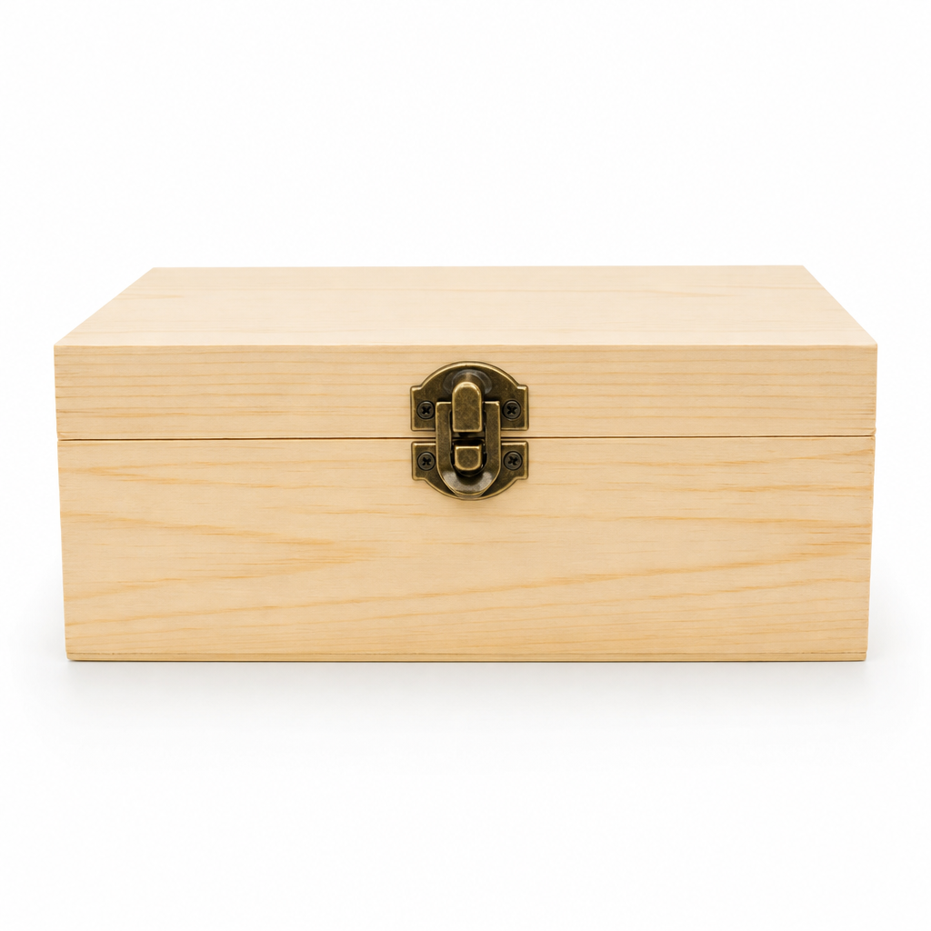 96 Pieces Wooden Storage Box, 6 x 4 Inch, Natural Wood Organizer with Front Clasp