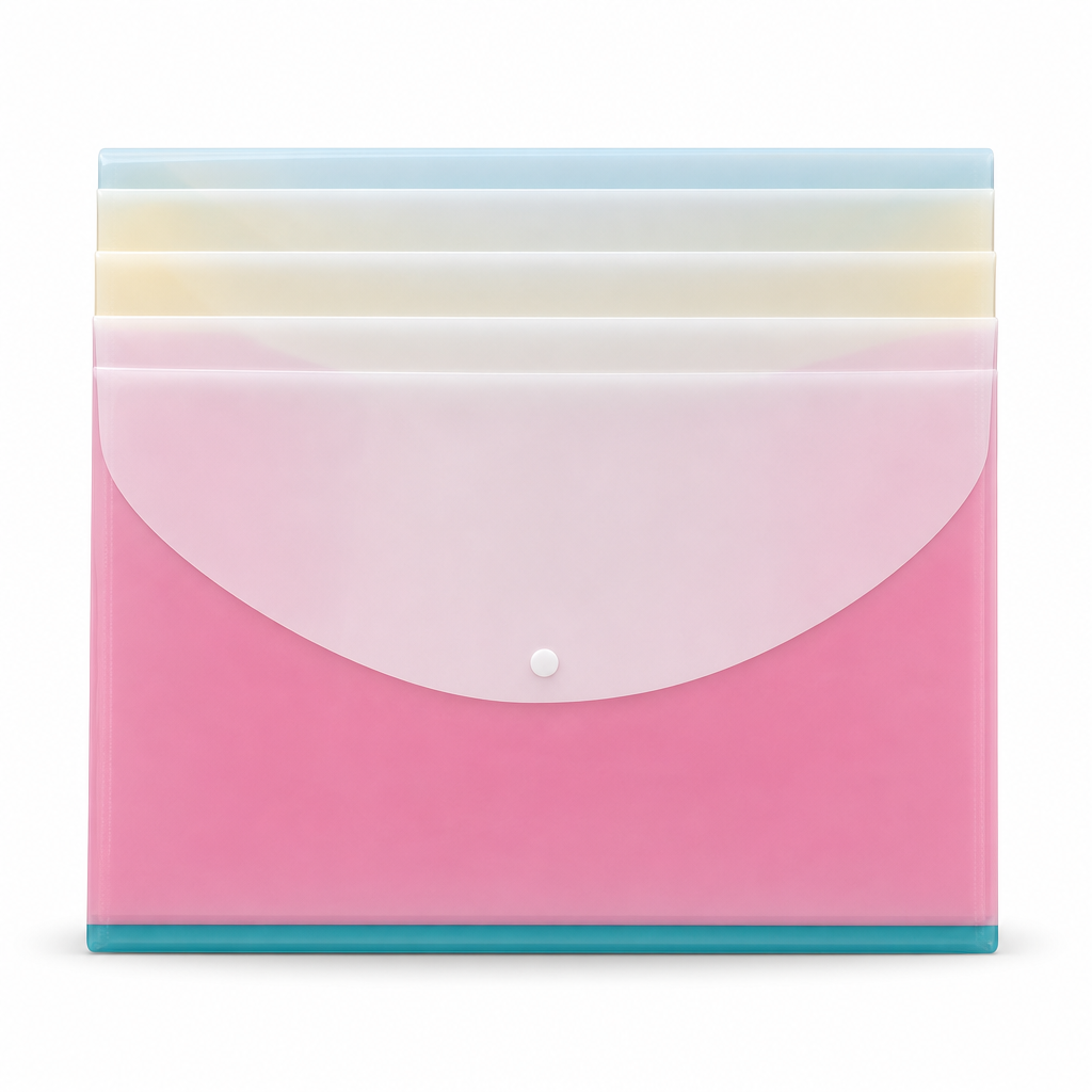 240 Pieces A4 Plastic Button Document Folder, Assorted Colour, Slim Profile, 1 Piece