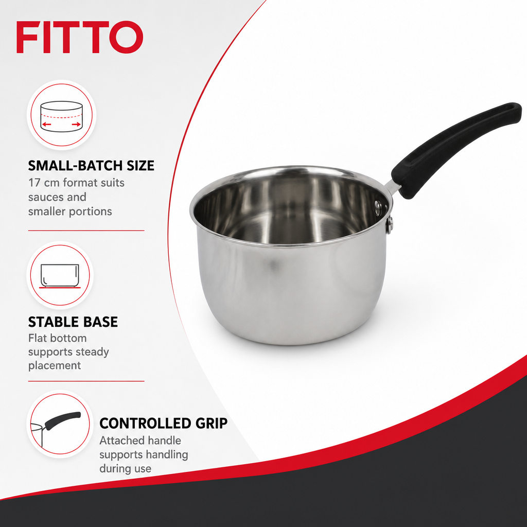 72 Pieces Stainless Steel Flat Bottom Saucepan, 17 cm