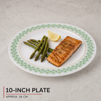 120 Pieces Melamine Dinner Plate, 10 Inch, White with Green and Yellow Pattern, Round Tablewares for Everyday Serving