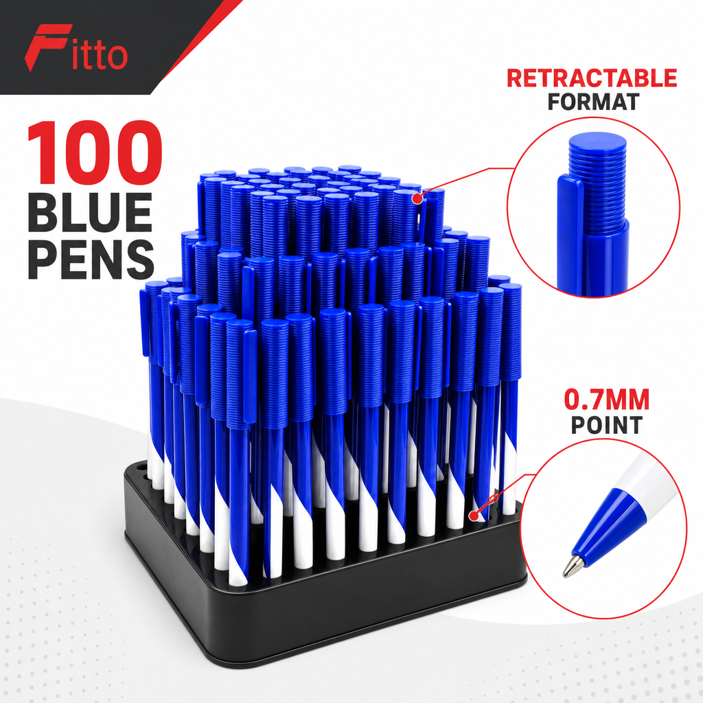 72 Pieces Retractable Gel Pens 0.7mm, Blue Ink, 100 Pieces