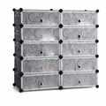 48 Pieces 10-Door Modular Storage Cabinet, Grey And Black, 95 x 37 x 93 cm, 1 Unit