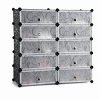 48 Pieces 10-Door Modular Storage Cabinet, Grey And Black, 95 x 37 x 93 cm, 1 Unit