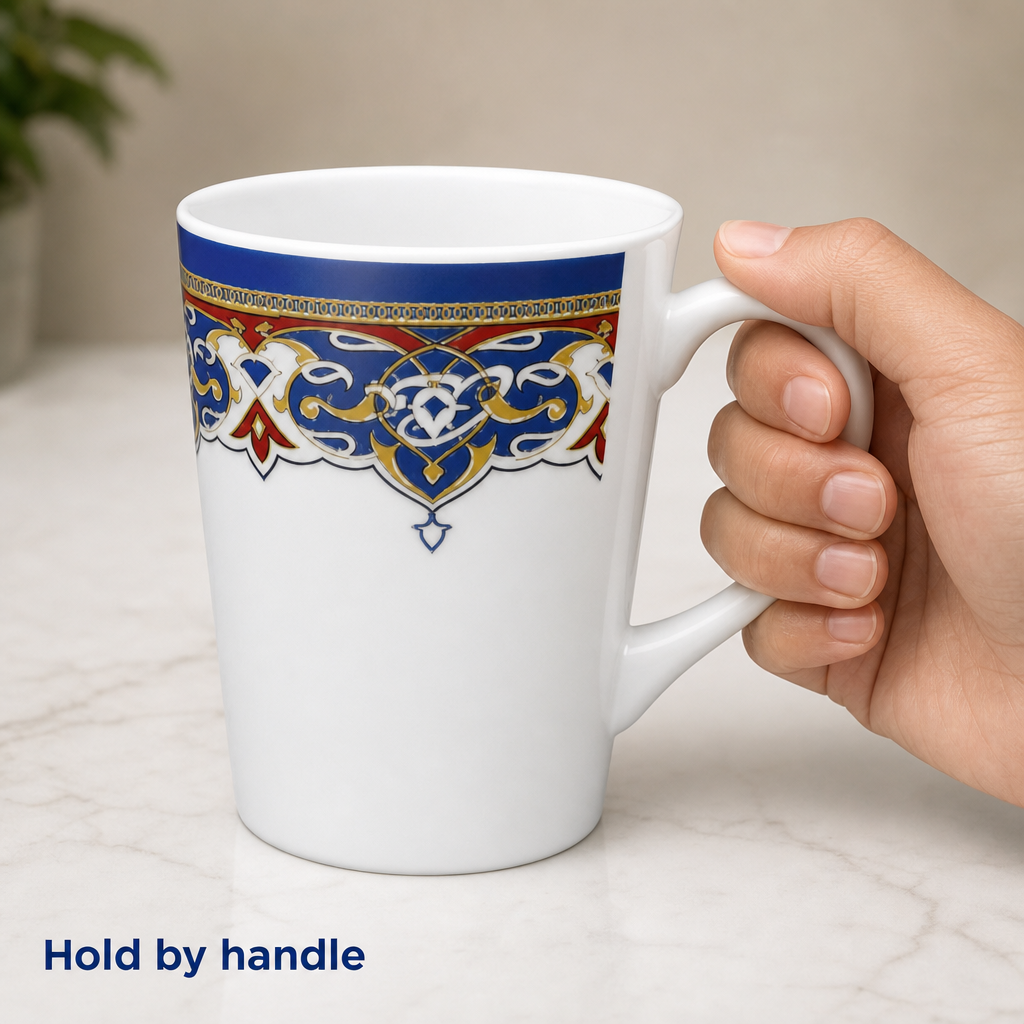 120 Pieces Melamine Water Mug with Handle and Decorative Geometric Pattern, White, 1 Piece