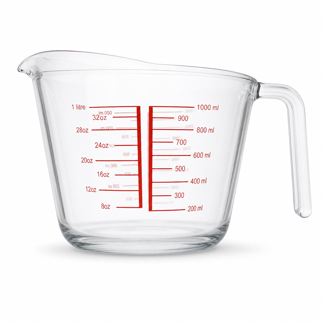 96 Pieces Tempered Glass Measuring Jug, 1000 ml, Clear, 1 Piece with Measurement Markings