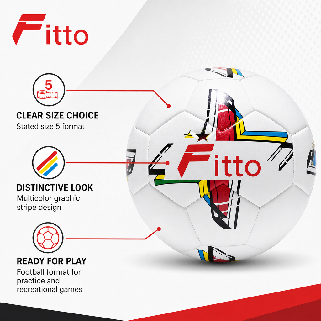 72 Pieces Football Size 5, White Ball with Multicolor Graphic Stripe Design for Practice and Play
