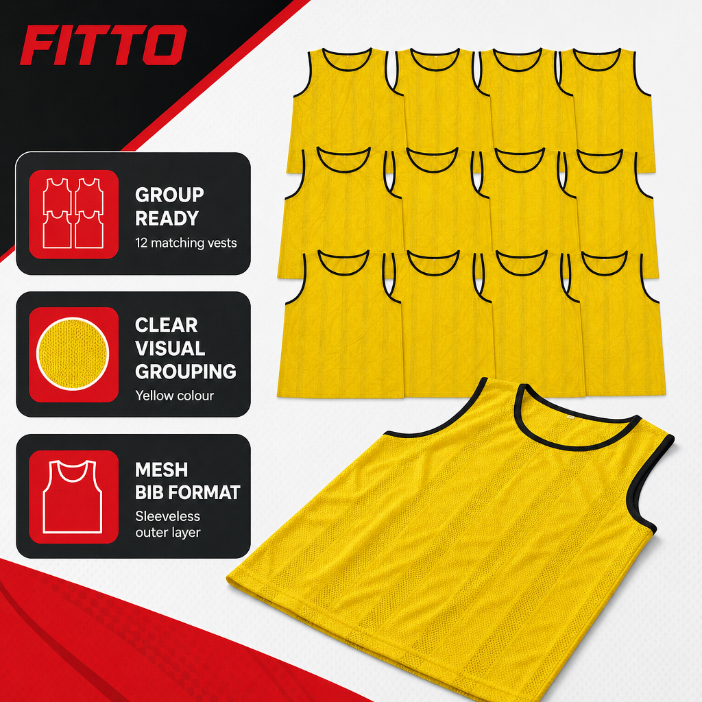 48 Pieces Mesh Sports Training Bib Vests, Small Size, Yellow, 12-Piece Pack