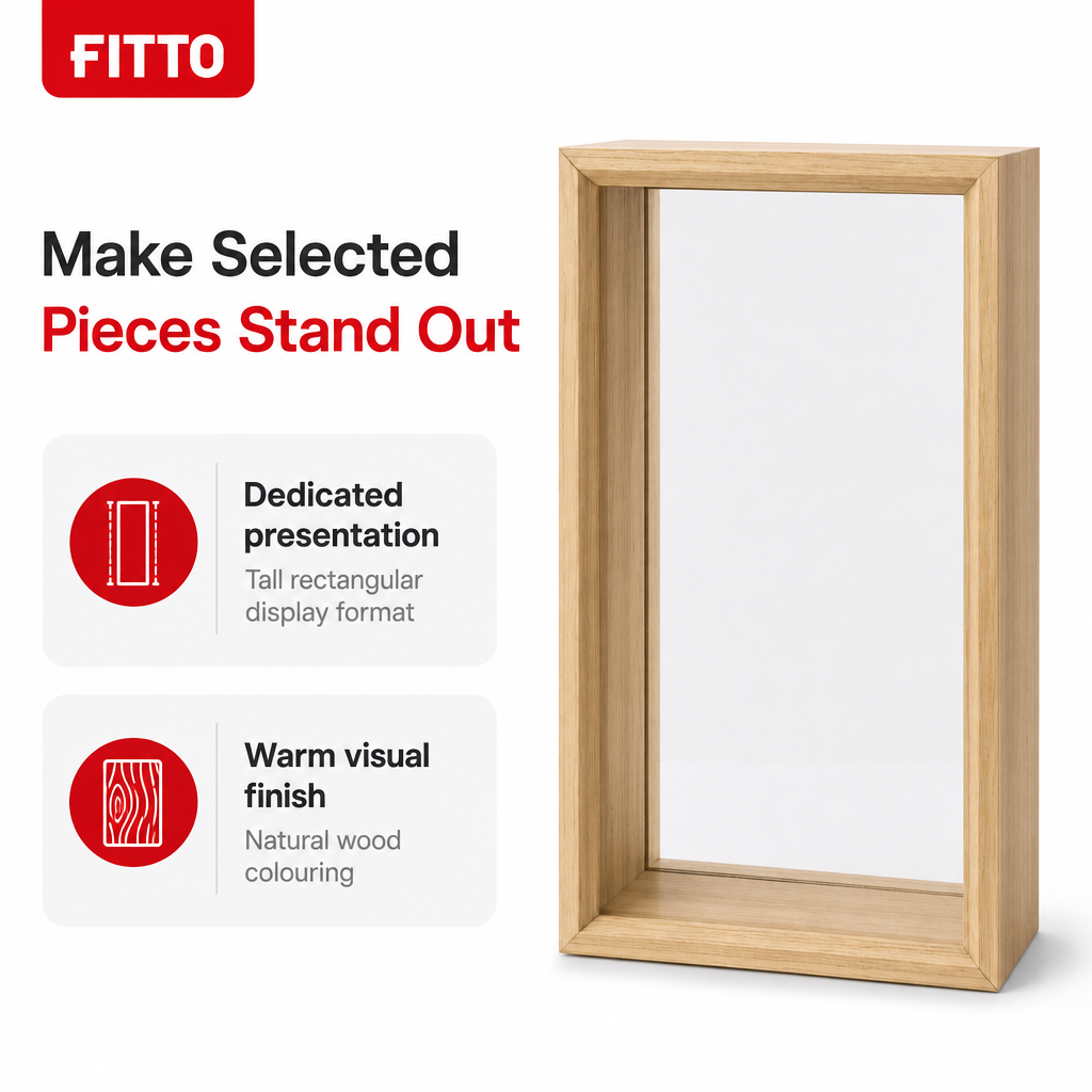 72 Pieces Wooden Display Cases, Tall Rectangular Natural Finish, 35 x 25 x 20 cm