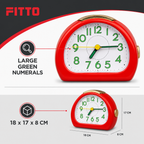 96 Pieces Red Square Quartz Alarm Clocks with Large Green Numbers, Rounded Design for Bedroom or Desk