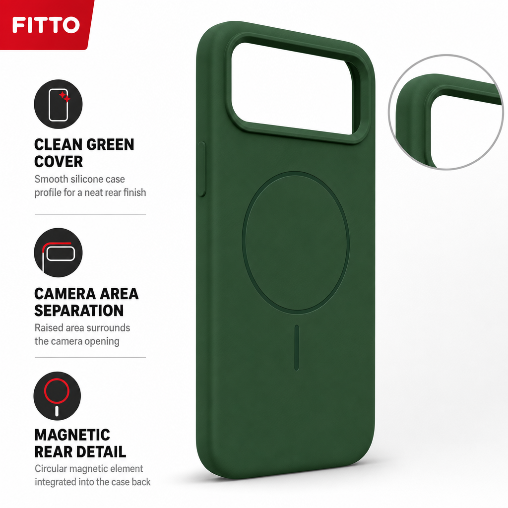 120 Pieces Silicone Magnetic Phone Cases with Raised Camera Protection, Green