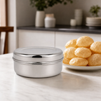 96 Pieces Stainless Steel Puri Storage Container, Round Covered Food Storage Box, 14 cm