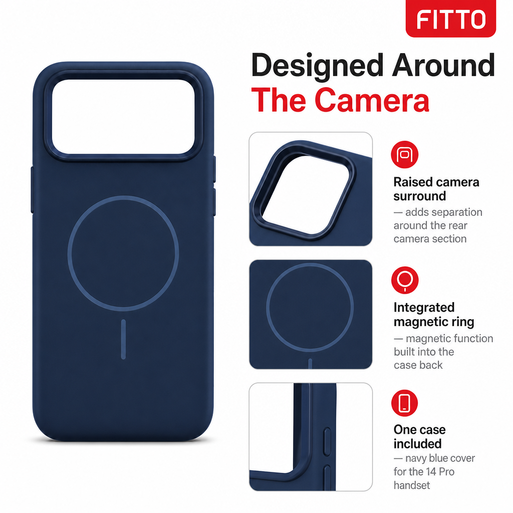 120 Pieces Magnetic Phone Cases with Raised Camera Protection, Silicone Cover for 14 Pro Handset, Navy Blue