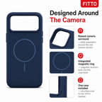 120 Pieces Magnetic Phone Cases with Raised Camera Protection, Silicone Cover for 14 Pro Handset, Navy Blue