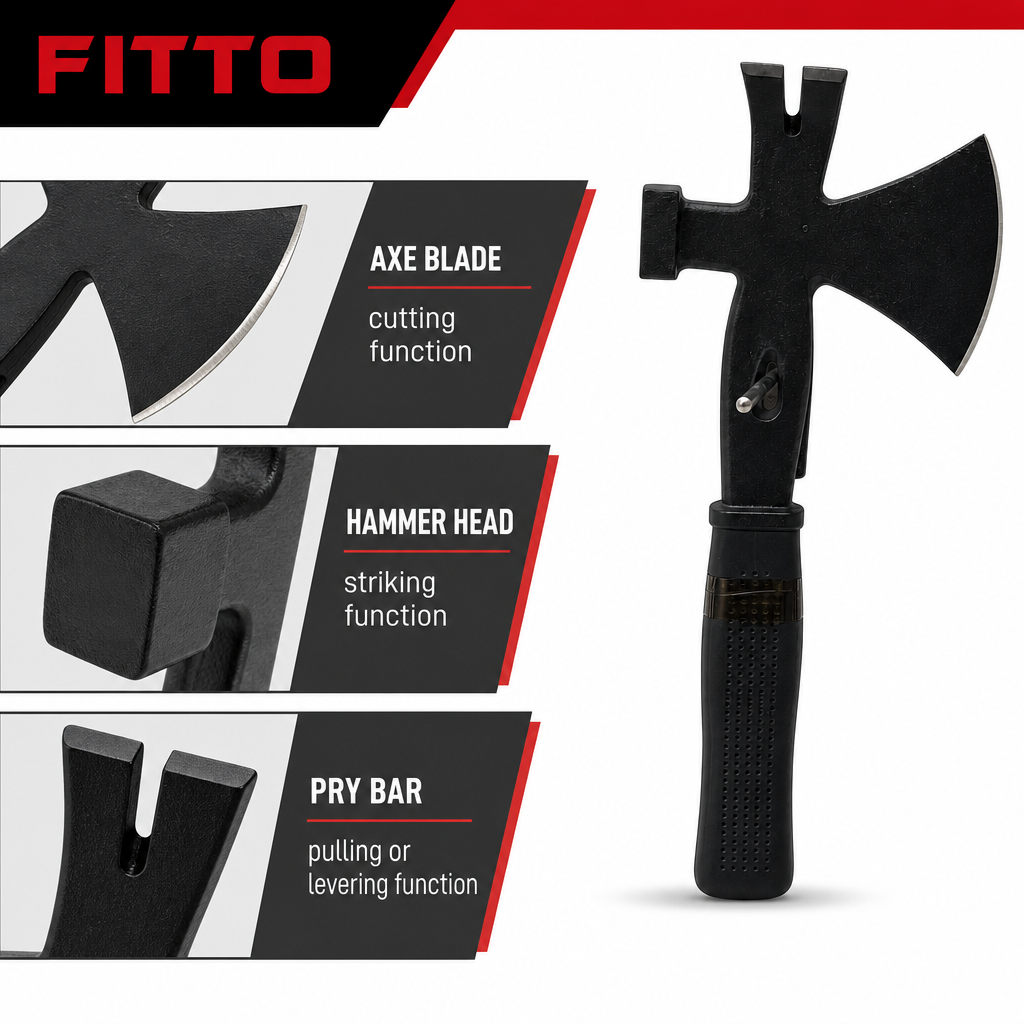 96 Pieces 3-in-1 Utility Hatchet with Axe Blade, Hammer Head and Pry Bar, 32 cm, Black, 1 Piece