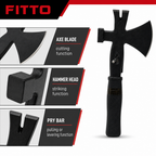 96 Pieces 3-in-1 Utility Hatchet with Axe Blade, Hammer Head and Pry Bar, 32 cm, Black, 1 Piece