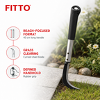 96 Pieces Steel Grass Sickle with Long Handle and Rubber Grip, 45 cm, Black, 1 Piece