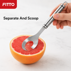 96 Pieces Serrated Grapefruit Spoon, Silver and Black Stainless Steel Citrus Utensil, 24 cm, 1 Piece