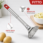 72 Pieces Stainless Steel Potato Masher, Slotted Mashing Plate, Red Handle, 31 cm
