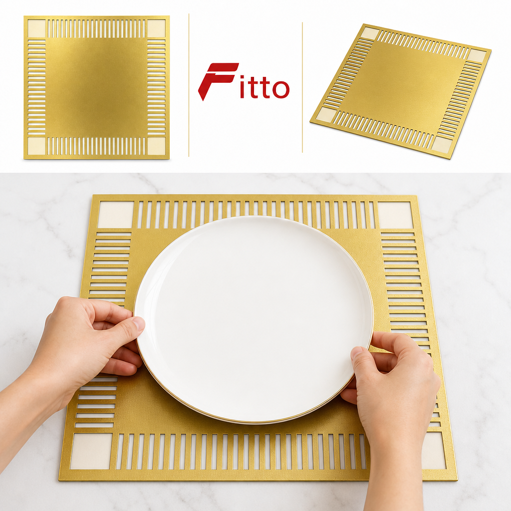 240 Pieces Gold-Tone Square PVC Table Mat, 38 x 38 cm, 1 Piece