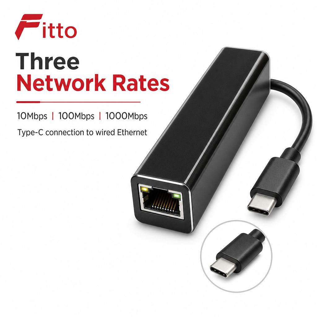 96 Pieces USB Type-C to Gigabit Ethernet Adapter, 10/100/1000Mbps Wired Network Converter