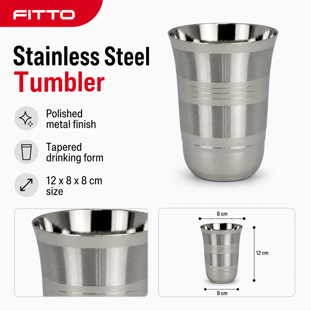 120 Pieces Stainless Steel Drinking Tumbler, Silver, 12 x 8 x 8 cm, 1 Piece