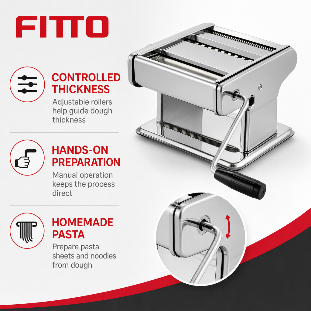 60 Pieces Stainless Steel Pasta and Noodle Maker with Adjustable Rollers, Manual Dough Sheeter, 1 Piece
