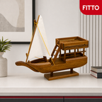 60 Pieces Decorative Wooden Dhow Boat Model with Sail, Tabletop Nautical Ornament, 30 cm