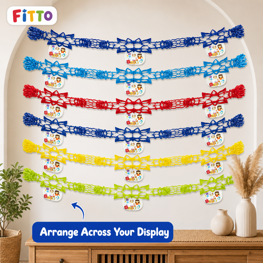 240 Pieces Paper Decoration Banner, 2 m, Assorted Colours, 6 Pieces