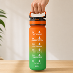 96 Pieces Gradient Water Bottle with Carry Handle, Time Markings, Orange Green, 26 cm