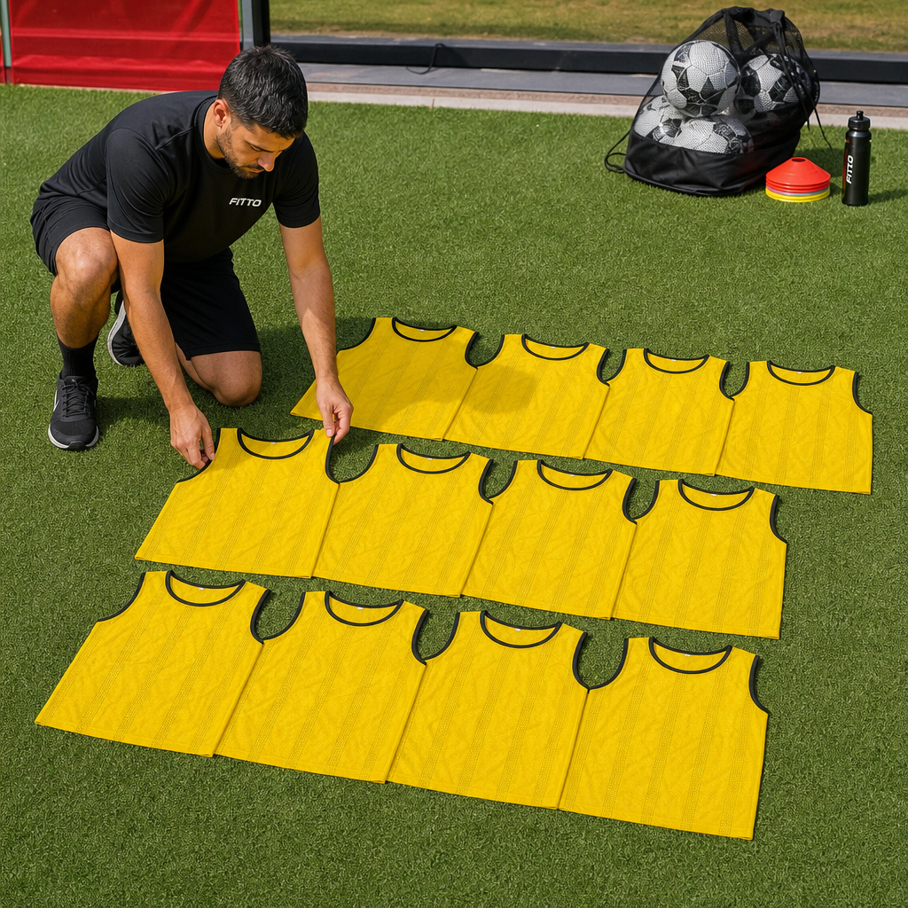 48 Pieces Mesh Sports Training Bib Vests, Small Size, Yellow, 12-Piece Pack