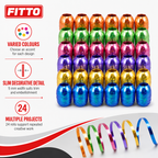 96 Pieces Assorted Colour Metallic Ribbon Rolls, 5 mm x 10 m, 24 Rolls for Crafting and Decorations