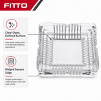240 Pieces Clear Square Glass Ashtrays with Ridged Edge, 16 cm