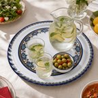 60 Pieces Melamine Round Serving Trays with Decorative Pattern, 60 cm